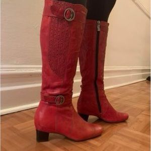 90s red knee high boot